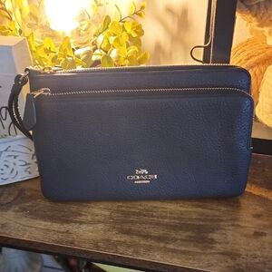 Coach Midnight Leather Wristlet